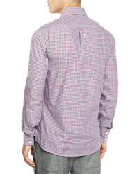 Brunello Cucinelli Basic Fit Check Sport Shirt Red