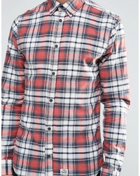 Blend of America Blend Slim Check Shirt Buttondown In Cranberry Red