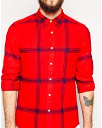 Asos Brand Shirt In Long Sleeve With Brushed Large Check