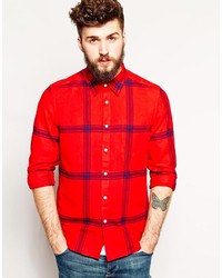 Asos Brand Shirt In Long Sleeve With Brushed Large Check