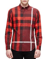 Burberry Brit Exploded Check Long Sleeve Shirt Red