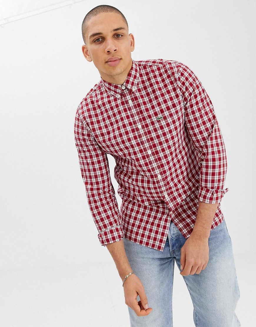 lacoste red check shirt