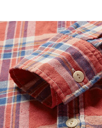 Remi Relief Embellished Checked Cotton Flannel Shirt