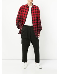 Juun.J Embroidered Sleeve Checked Shirt