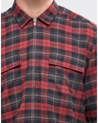 Asos Overshirt In Check With Zip Front