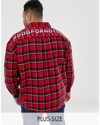 Good For Nothing Oversized Check Shirt In Red With Back Logo