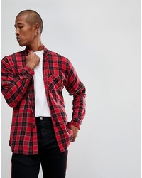 ASOS DESIGN Oversized Check Shirt With Zip Sleeves