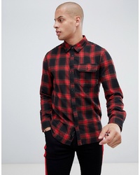 Religion Slim Fit Check Shirt In Red