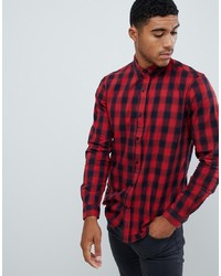 Pull&Bear Slim Fit Shirt In Red Check