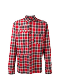 Lanvin Topstitched Patchwork Checked Shirt