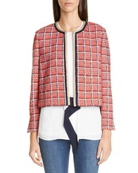 Red Check Open Jacket