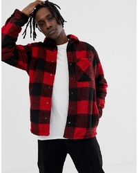 Pull&Bear Borg Overshirt In Red Check