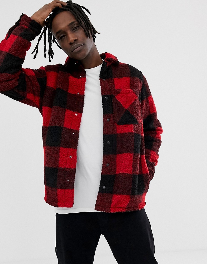 Circo Colapso expedido Pull&Bear Borg Overshirt In Red Check, $33 | Asos | Lookastic