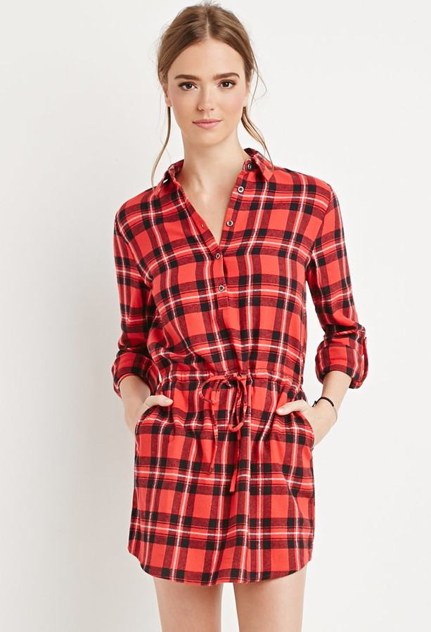 Forever 21 Plaid Flannel Shirt Dress, $22 | Forever 21 | Lookastic
