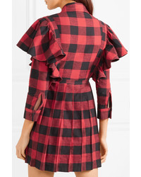 Vetements Ruffled Checked Cotton Flannel Mini Dress