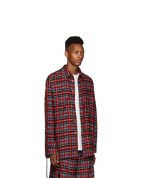 Faith Connexion Red And Black Laced Tweed Overshirt