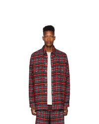 Faith Connexion Red And Black Laced Tweed Overshirt