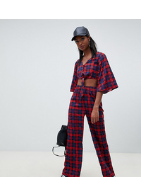 Noisy May Tall Check Wide Leg Trousers
