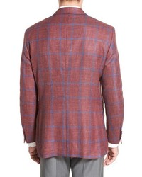 Peter Millar Classic Fit Windowpane Wool Blend Sport Coat
