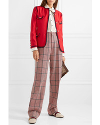 Gucci Prince Of Wales Checked Wool Blend Wide Leg Pants