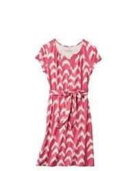 Cherokee Belted Chevron Knit Dress Coral M