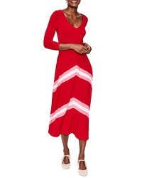 Red Chevron Midi Dress