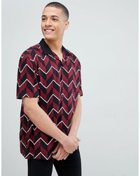 ASOS DESIGN Oversized Chevron Stirpe Shirt With Revere Collar