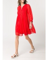 Red Chiffon Casual Dress