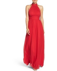Red Chiffon Evening Dress