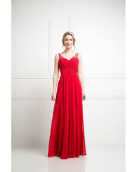 Unique Vintage Red Sweetheart Chiffon Embellished Long Dress