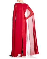 Adrianna Papell Satin Chiffon Cape Gown