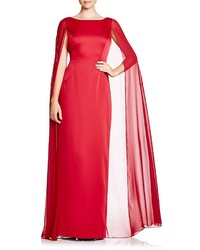 Adrianna Papell Satin Chiffon Cape Gown