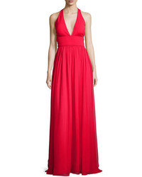 Aidan Mattox Sleeveless Silk Jersey Column Gown Red