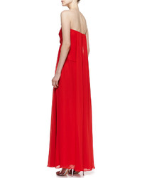 Faviana Strapless Draped Gown Red