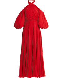 Giambattista Valli Twist Neck Pleated Silk Chiffon Gown