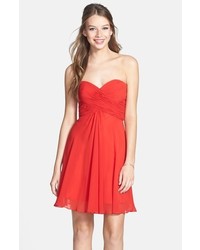 Red Chiffon Fit and Flare Dress
