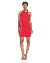 Adrianna Papell 191915340 Halter Embellished Chiffon Cocktail Dress