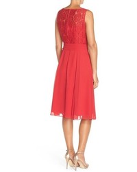 Adrianna Papell Mixed Media Fit Flare Dress