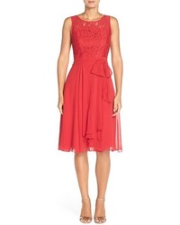 Adrianna Papell Mixed Media Fit Flare Dress