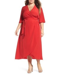 Red Chiffon Wrap Dress