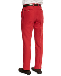 Incotex Chinolino Linen Blend Trousers Red