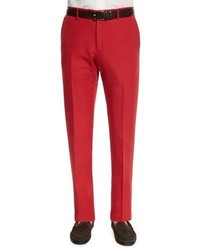 Incotex Chinolino Linen Blend Trousers Red