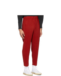 Homme Plissé Issey Miyake Red Cropped Tapered Trousers