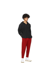 Homme Plissé Issey Miyake Red Cropped Tapered Trousers