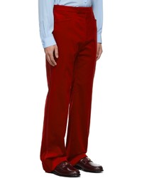 Gucci Red Stretch Velvet Trousers