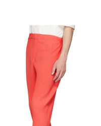 Homme Plissé Issey Miyake Red Tapered Pleat Trousers