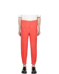 Homme Plissé Issey Miyake Red Tapered Pleat Trousers