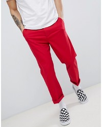 ASOS DESIGN Relaxed Cropped Chinos In Red