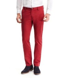 Hugo Boss Rice Slim Fit Cotton Colored Chinos 28r Open Red