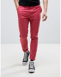 Asos Skinny Chinos In Washed Red